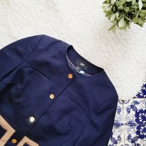 H&M blue and brown colorblock jacket
